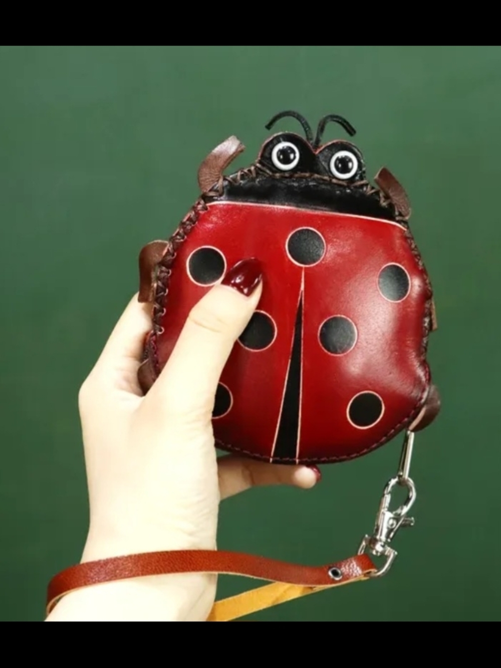 Ladybug Coin Purse Keychain - Red and Black